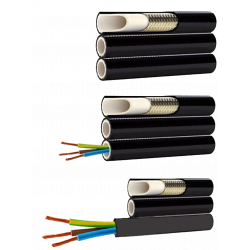 Demac TU3/E.in tuyaux triplés avec un câble électrique inséré dans le 3ème tuyau