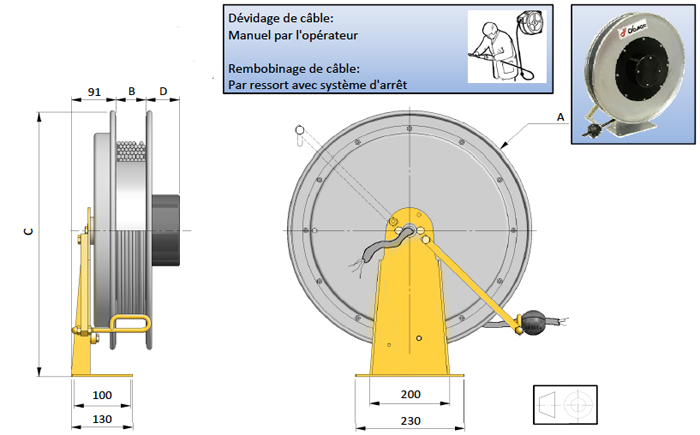 Demac 500 enrouleur câble électrique schéma technique