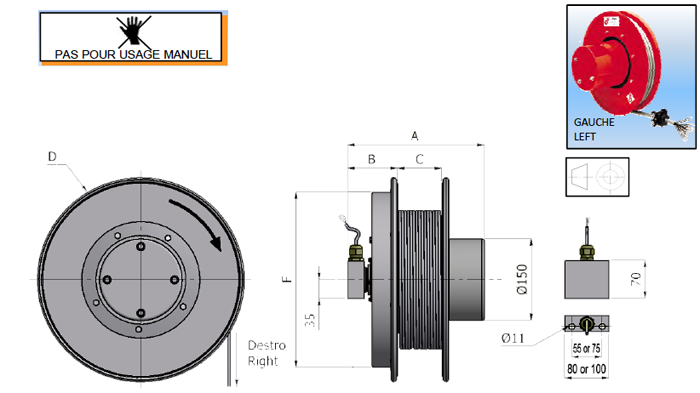 Demac CR.10 enrouleur câble schema technique