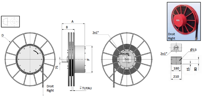 Demac A2.25 enrouleur hydraulique schéma technique