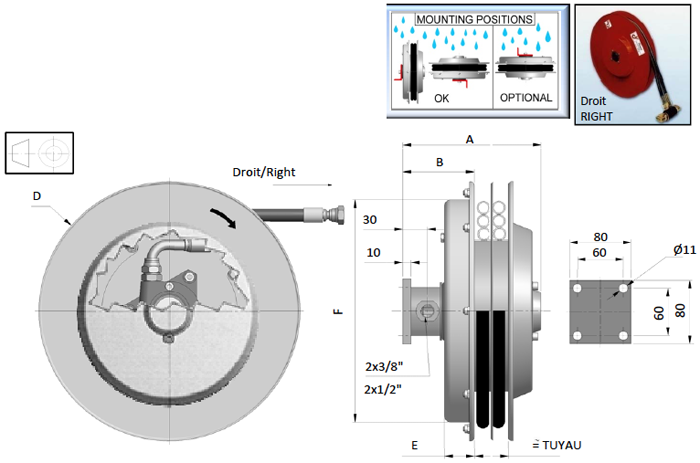 Demac A2/F enrouleur hydraulique schéma technique