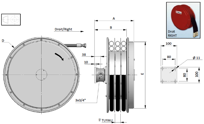 Demac A3.19 enrouleur hydraulique schéma technique