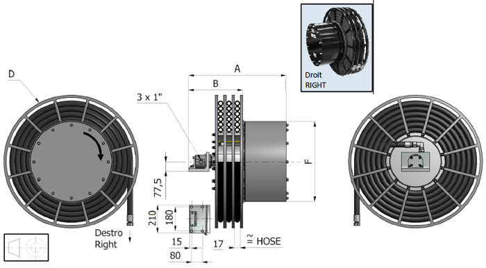 Demac A3.25 enrouleur hydraulique schéma technique