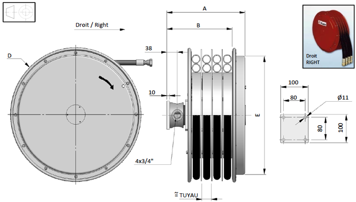 Demac A4.19 enrouleur hydraulique schéma technique