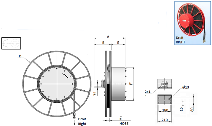 Demac AG25 enrouleurs hydraulique schéma technique