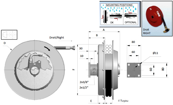 Demac AGF enrouleur hydraulique schéma technique