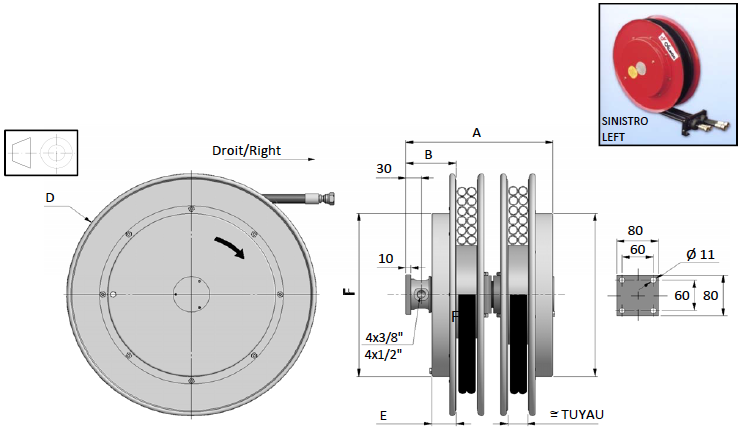 Demac M4 enrouleur hydraulique schéma technique