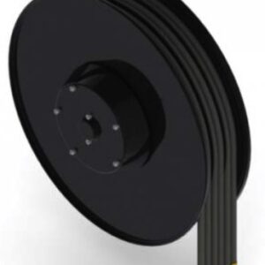 Rendu d’un enrouleur DEMAC A6 noir avec six tuyaux hydrauliques