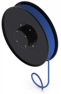 Rendu d’un enrouleur DEMAC série 6000 noir avec câble électrique bleu